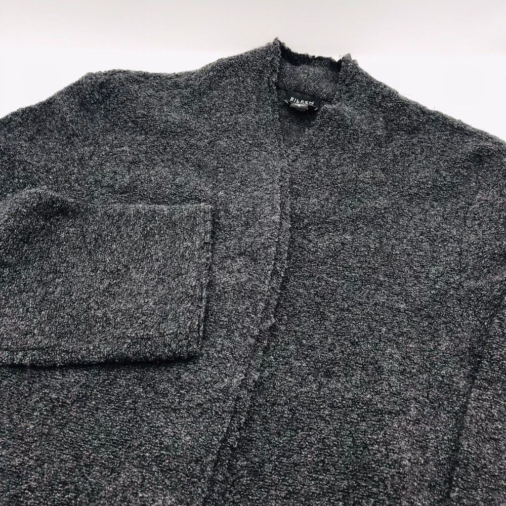 Eileen Fisher Dark Gray Virgin Wool Blend Snap Close Front Sweater Women Small